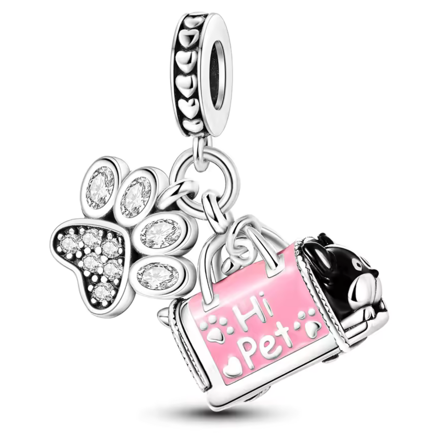 Charm Sac à Animal avec Petite Patte et Inscription "Hi Pet"