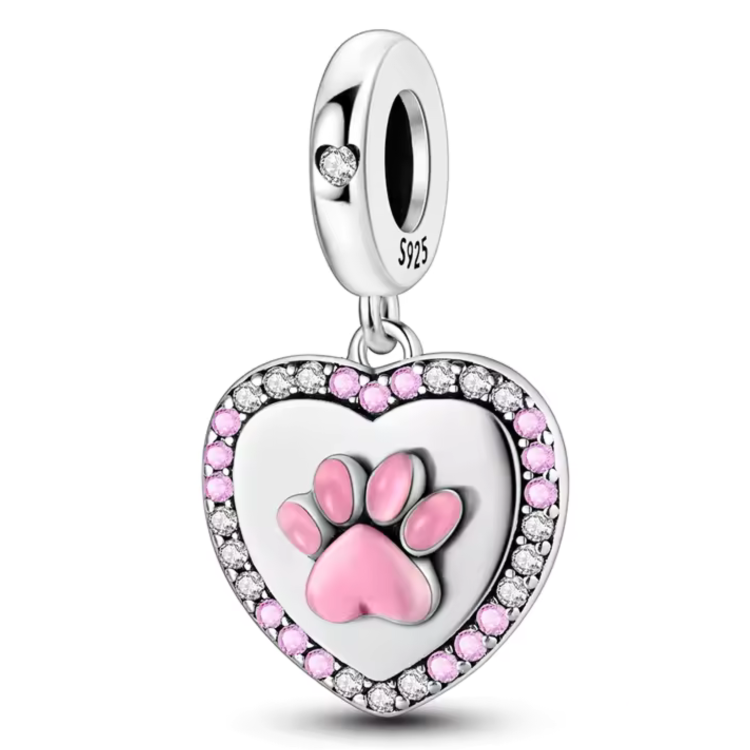 Charm Cœur avec Empreinte de Patte de Chien