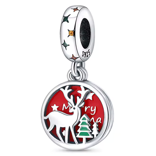 Charm - Médaillon Cerf "Merry Christmas"