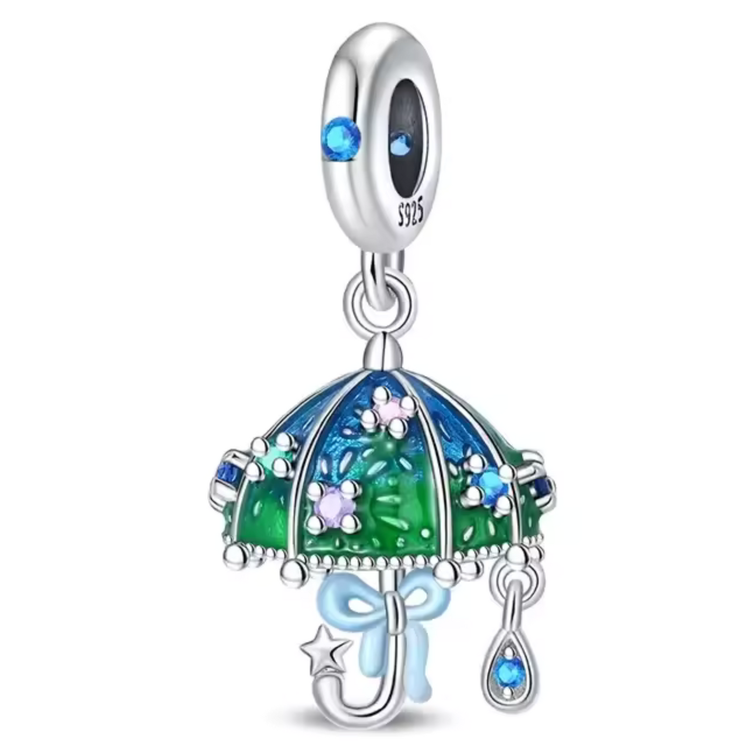 Charm Pendentif - Parapluie Bleu et Vert