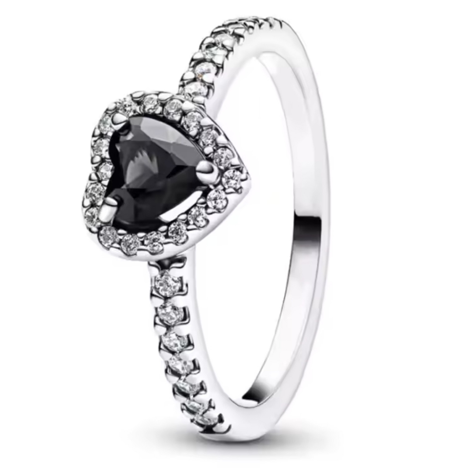 Bague Argentée Cœur Noir – Contraste Chic