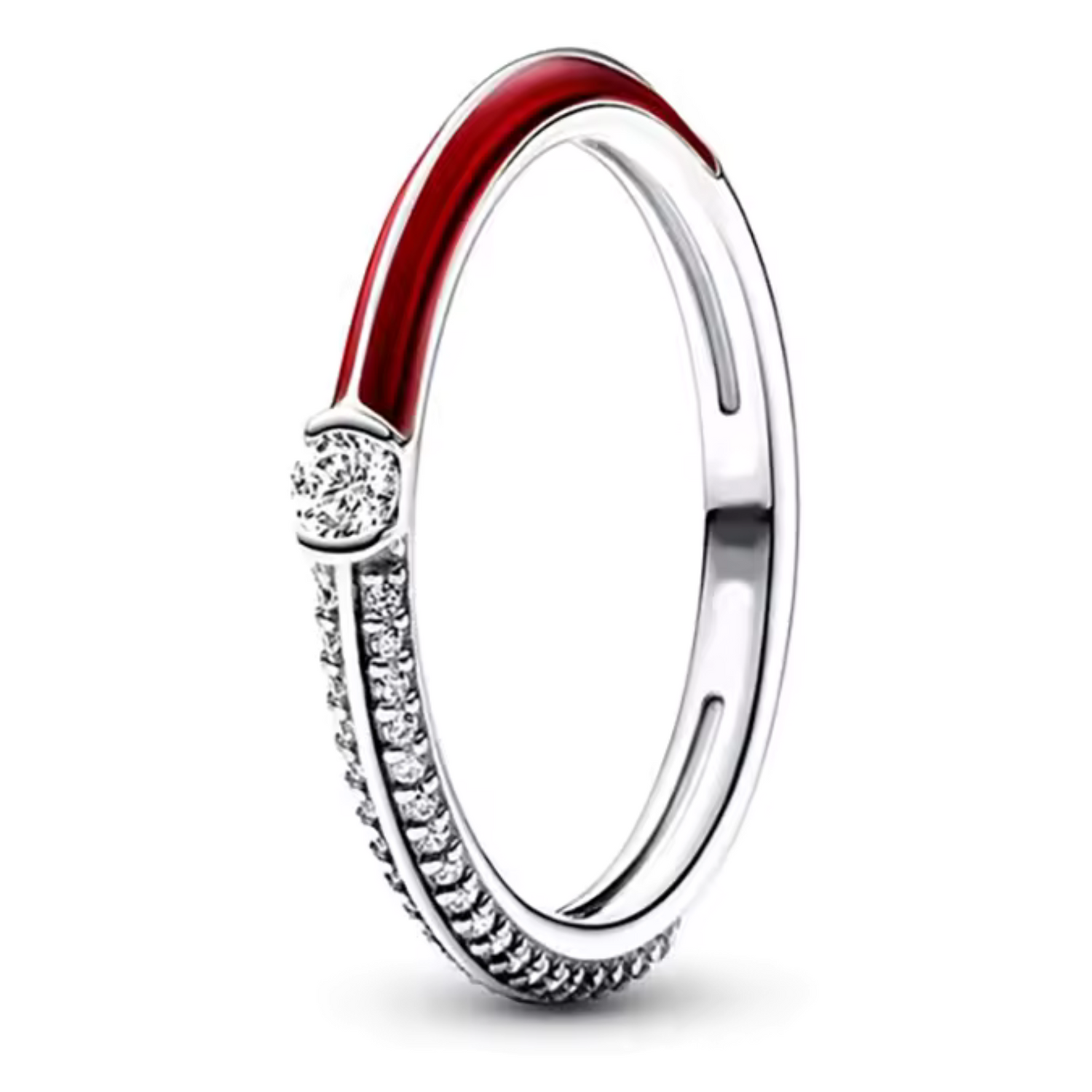 Bague Duo Rouge et Argent – Minimalisme Contrasté