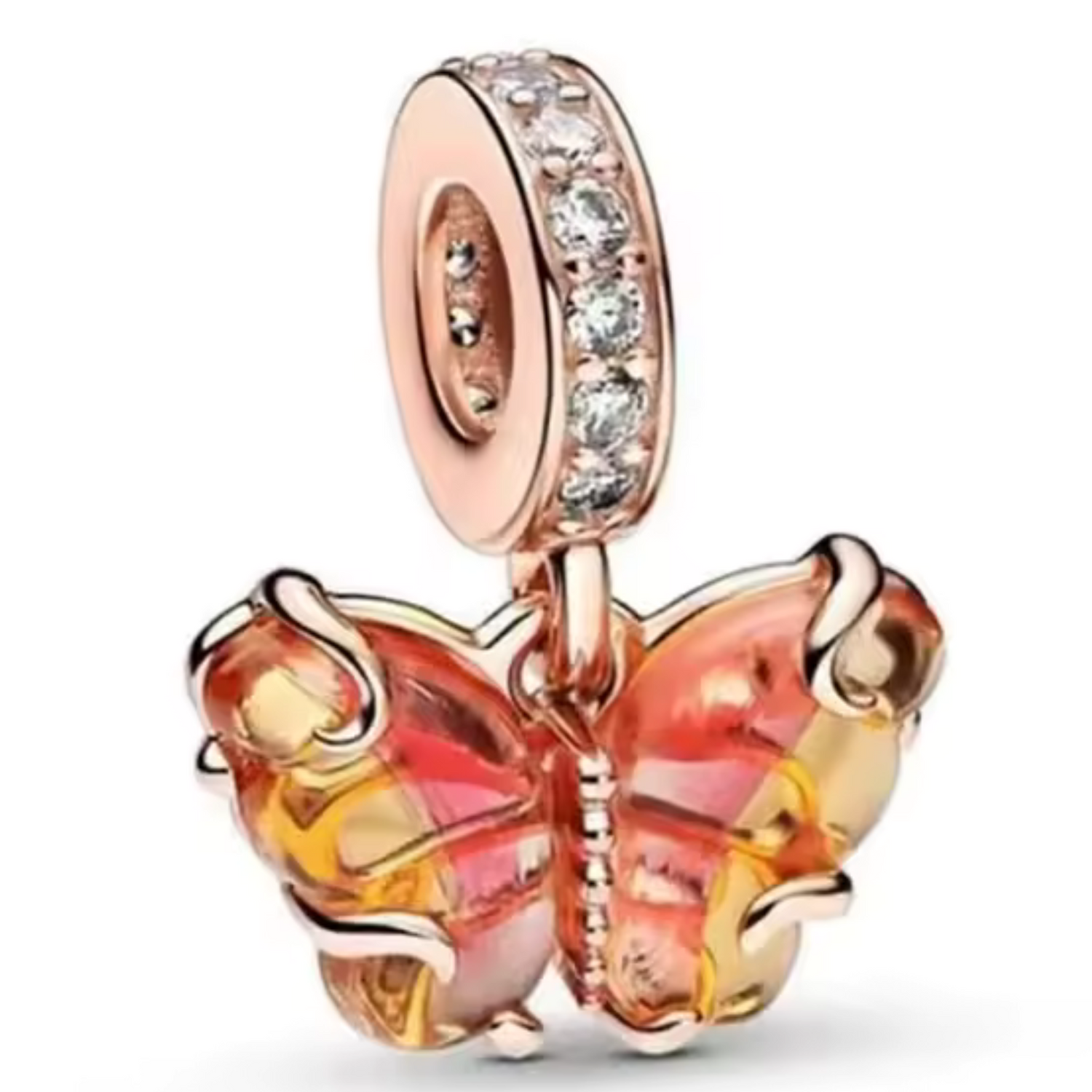 Charm Papillon Orangé Rose