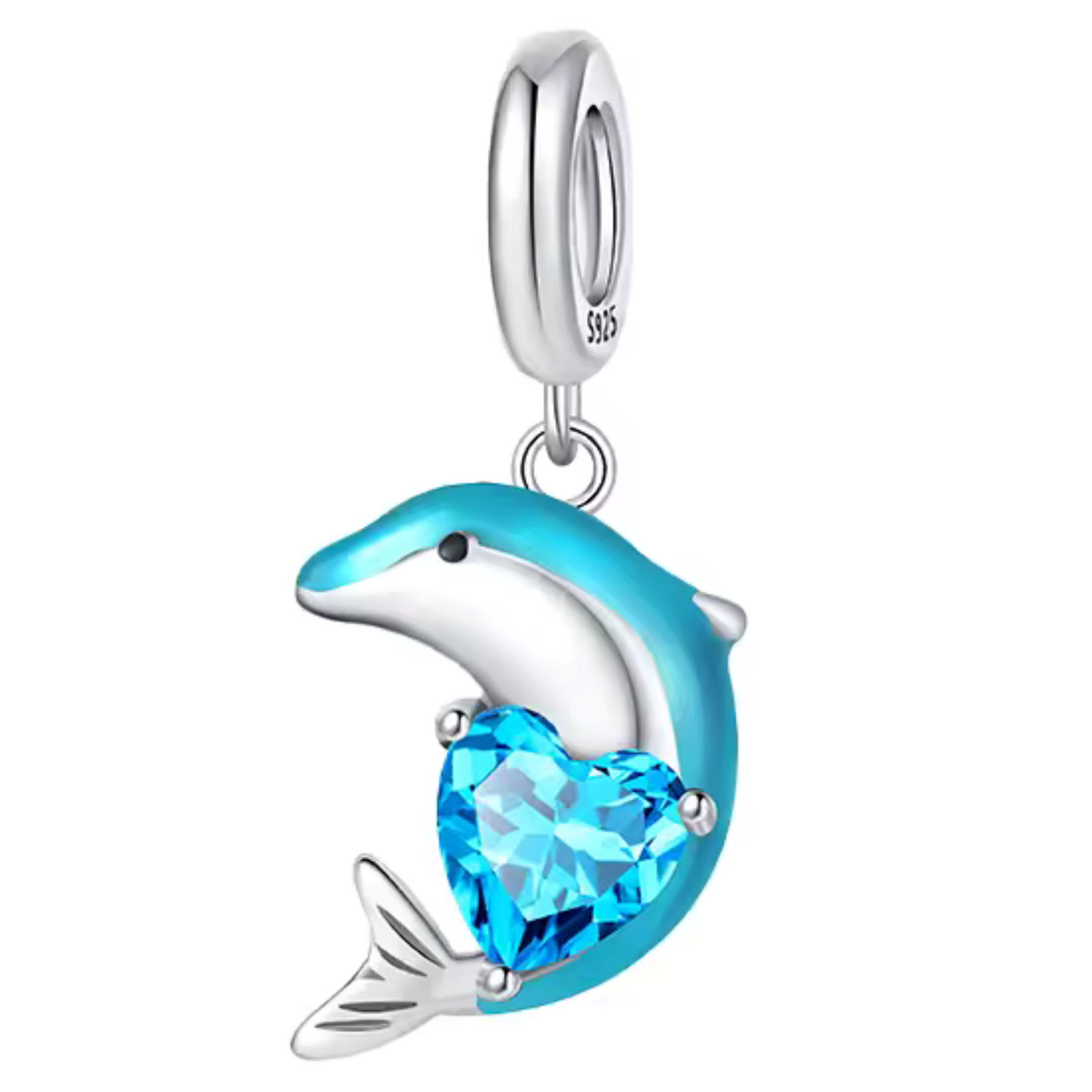 Charm Dauphin Tenant un Cœur Bleu – Tendresse et Joie