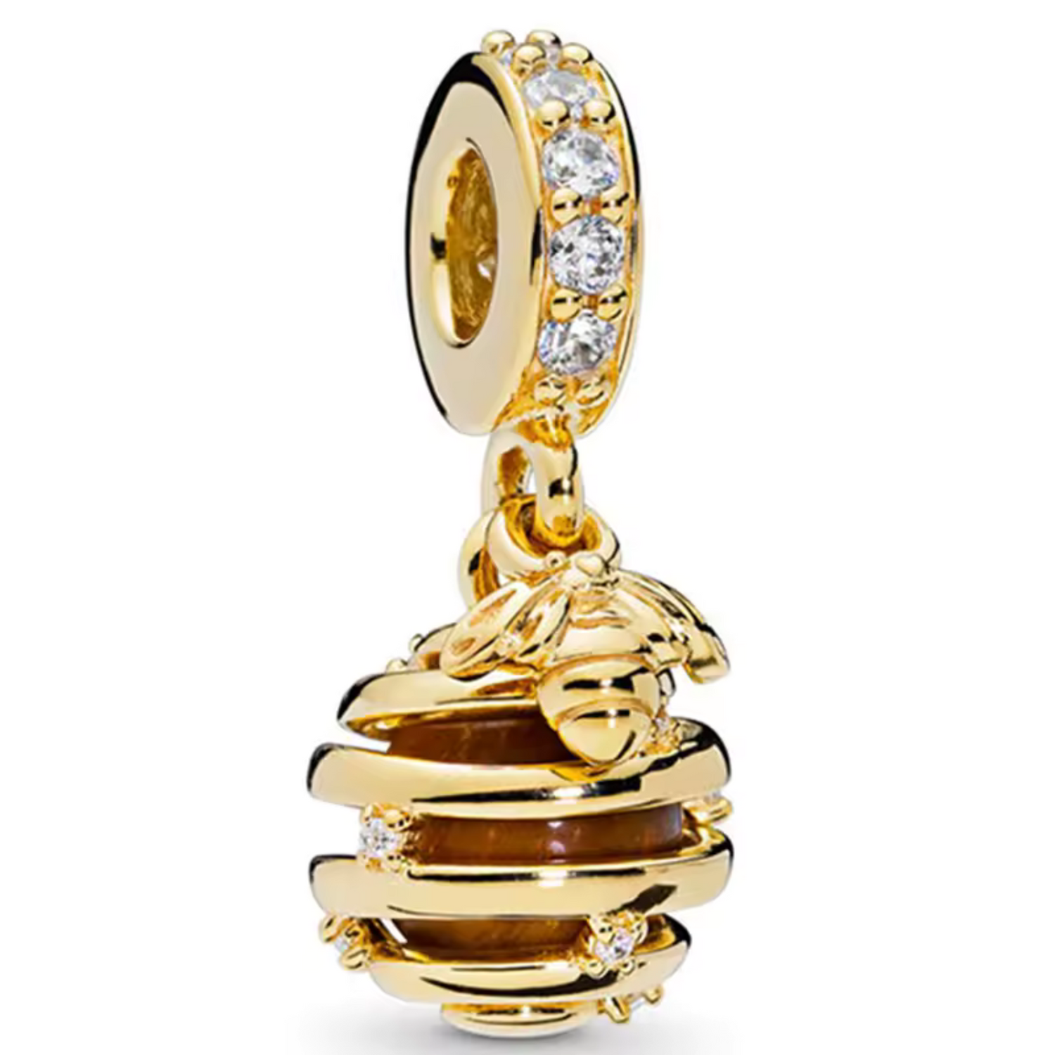 Charm Pendentif - Ruche et Abeille Dorée
