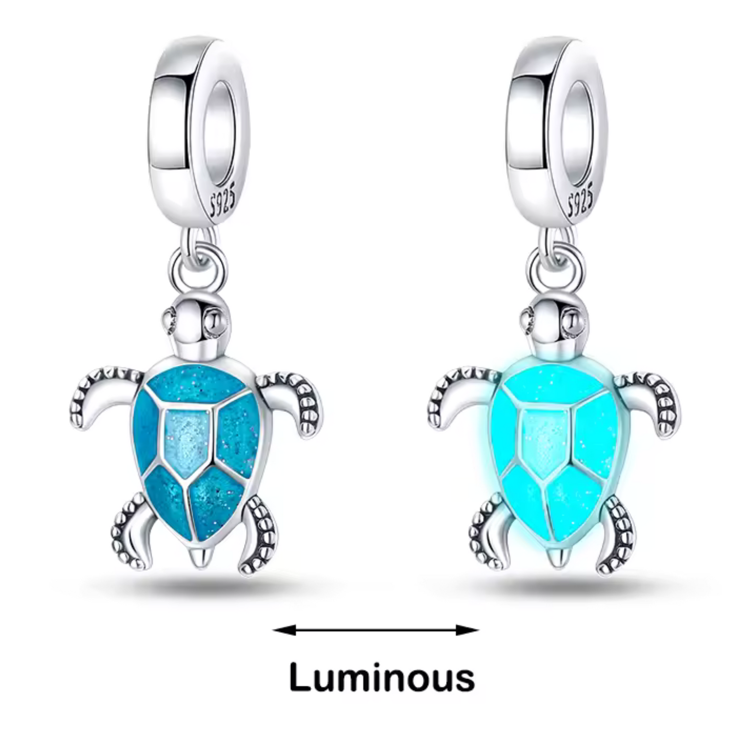 Charm Pendentif Tortue Bleue – "Glow in the Dark"