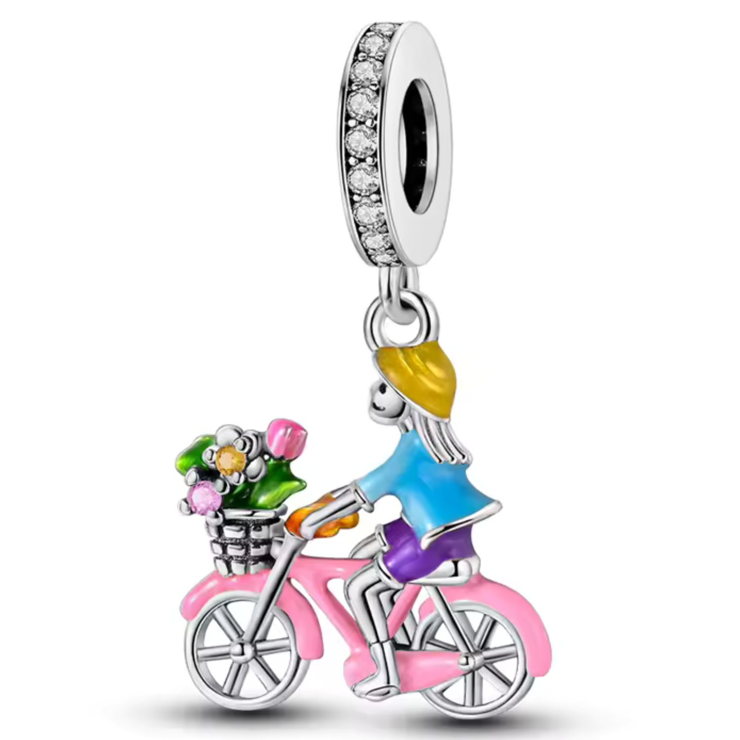Charm – Dame à Vélo avec Bouquet de Fleurs
