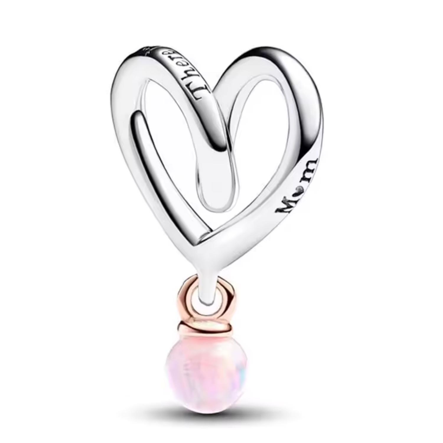 Charm Cœur avec Perle Rose