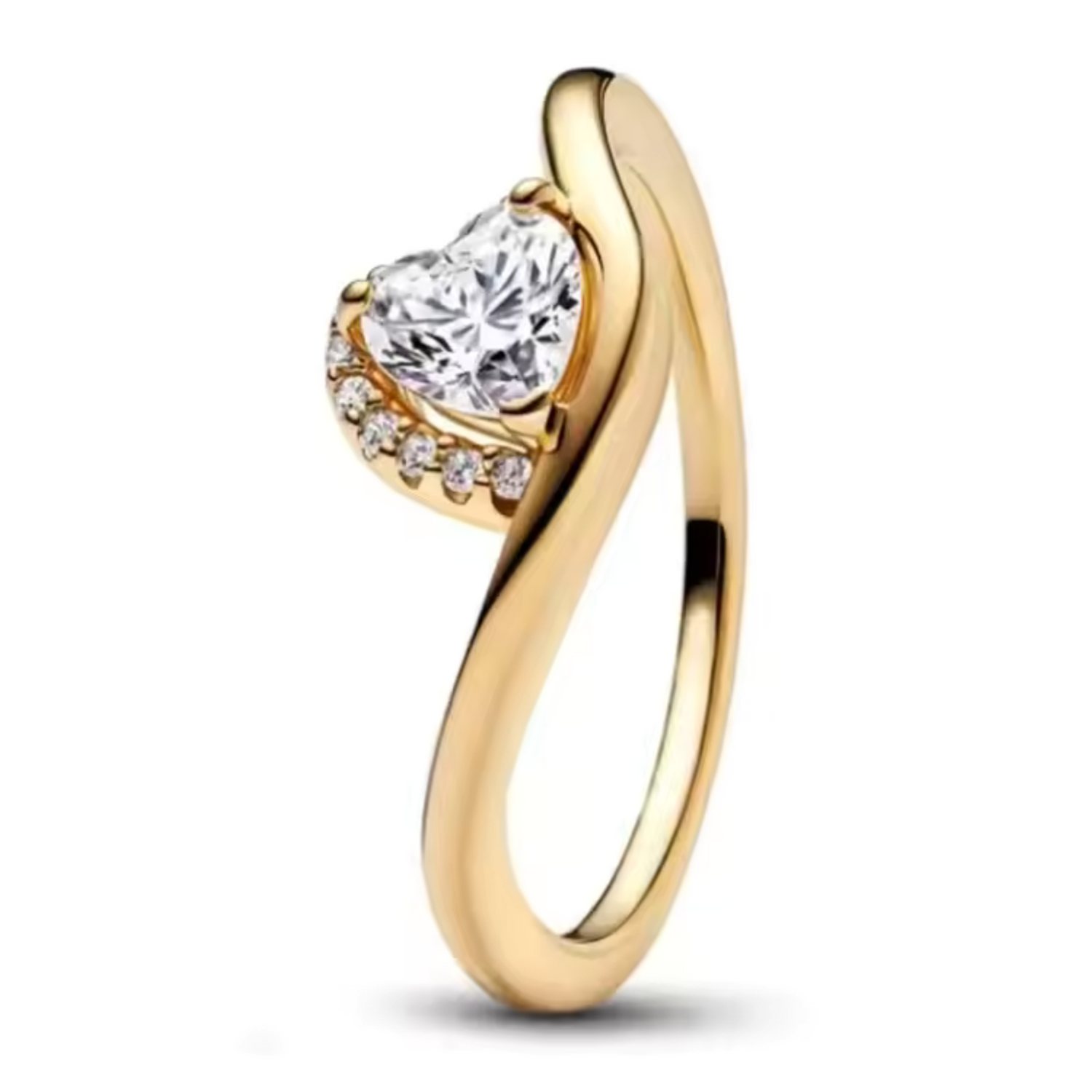 Bague Dorée avec Brillant en Cœur – Douceur et Éclat Romantique