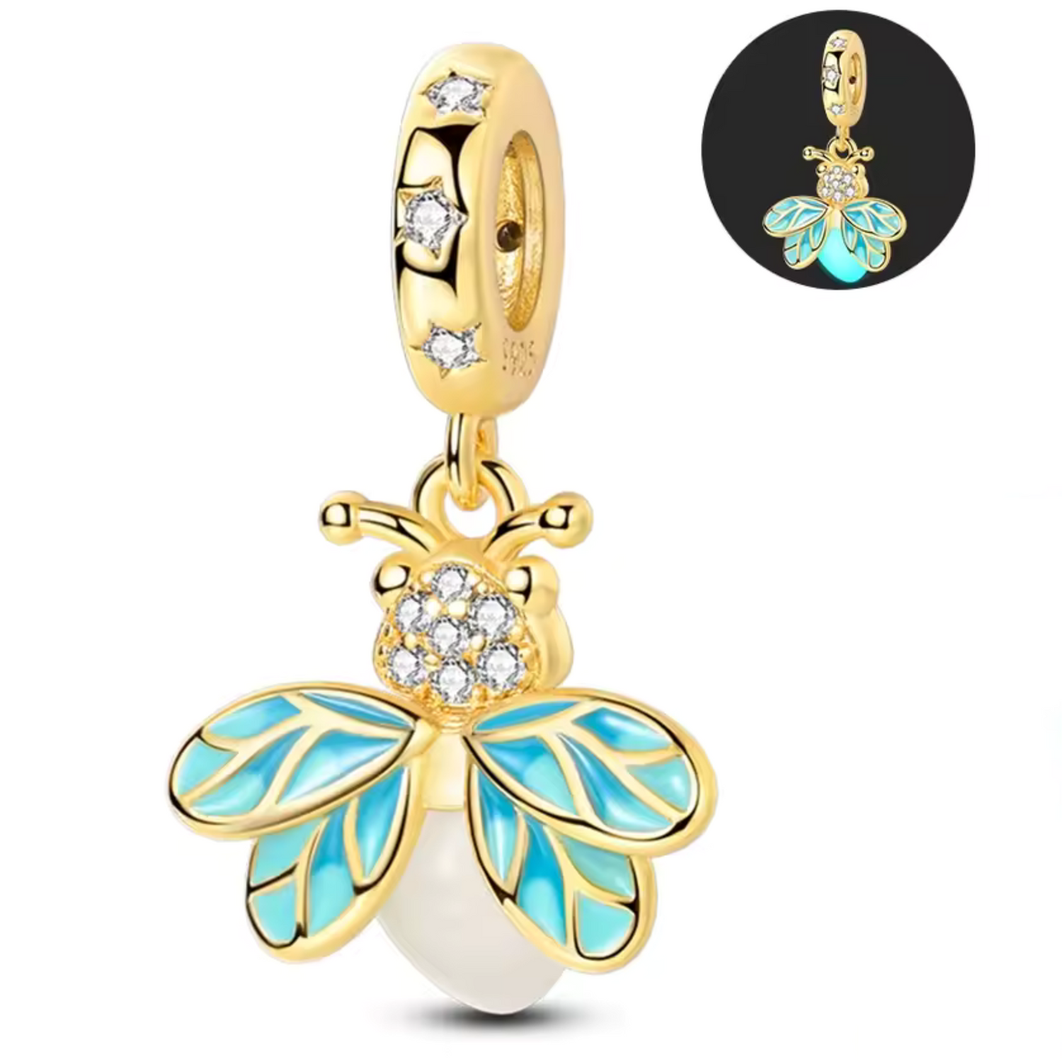Charm Luciole Ailes Bleues "Glow in the Dark"