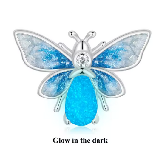 Charm abeille bleue rayonnante - "Glow in the Dark"