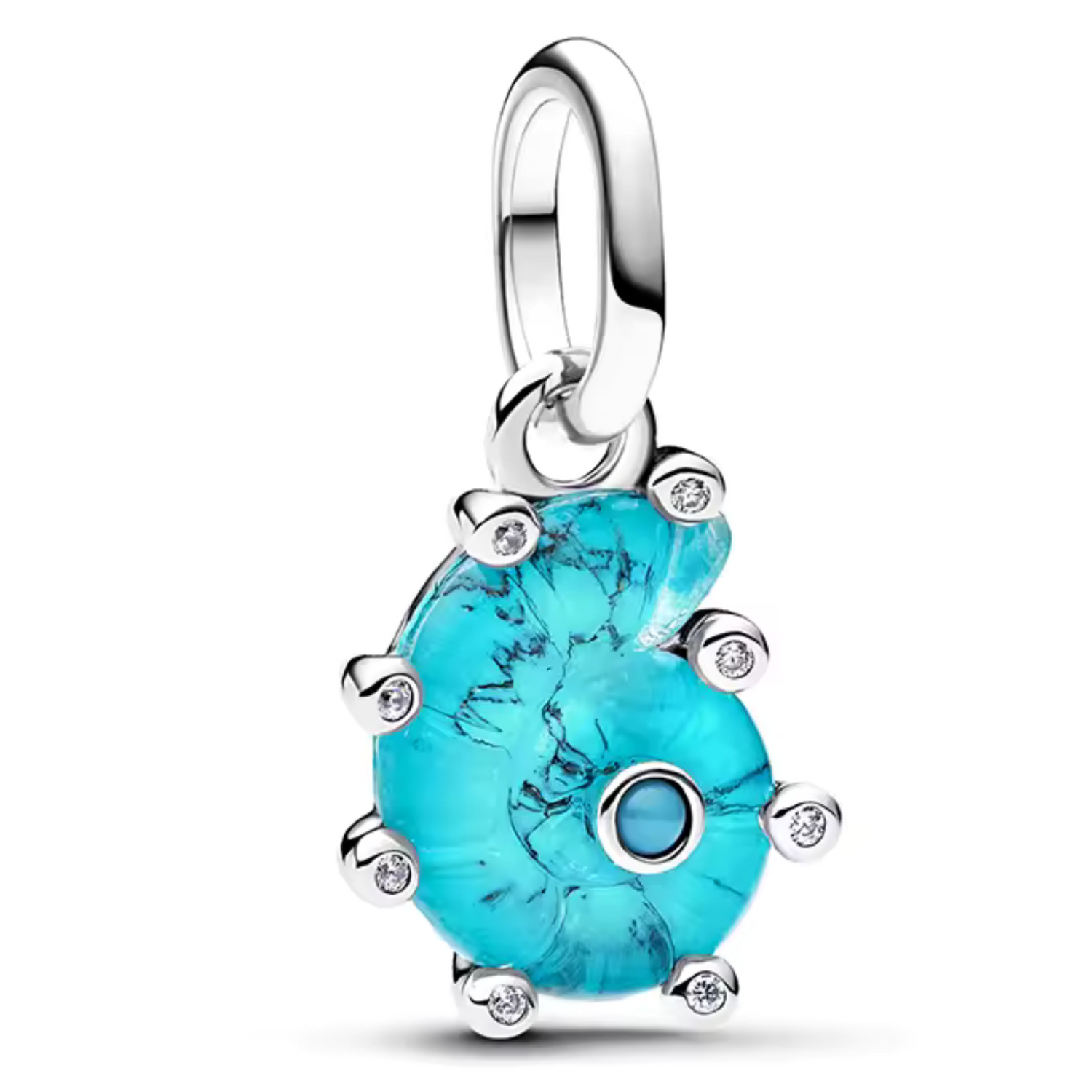 Charm Pendentif Coquille d’Escargot Bleue – Élégance Naturelle et Douceur Colorée