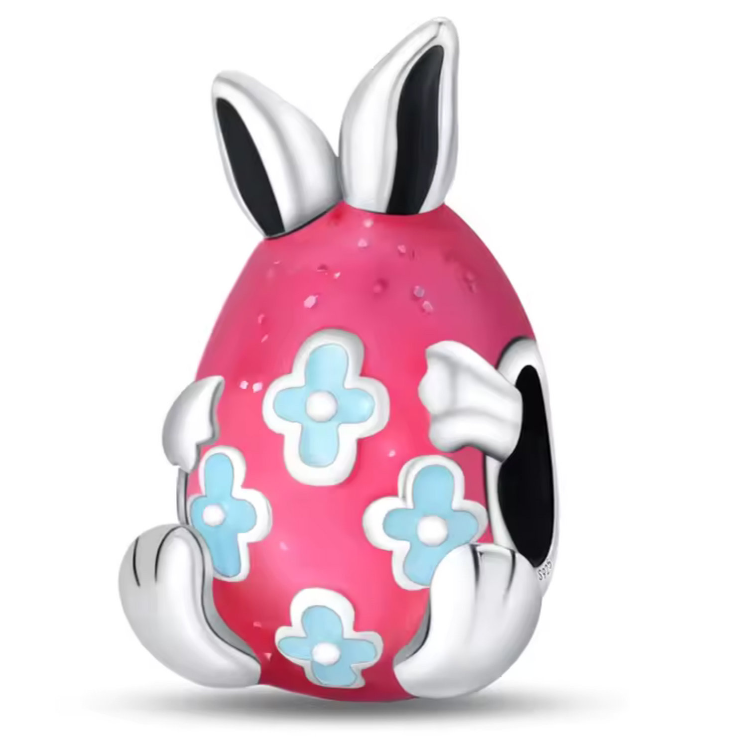 Charm Œuf Rose avec Lapin Caché