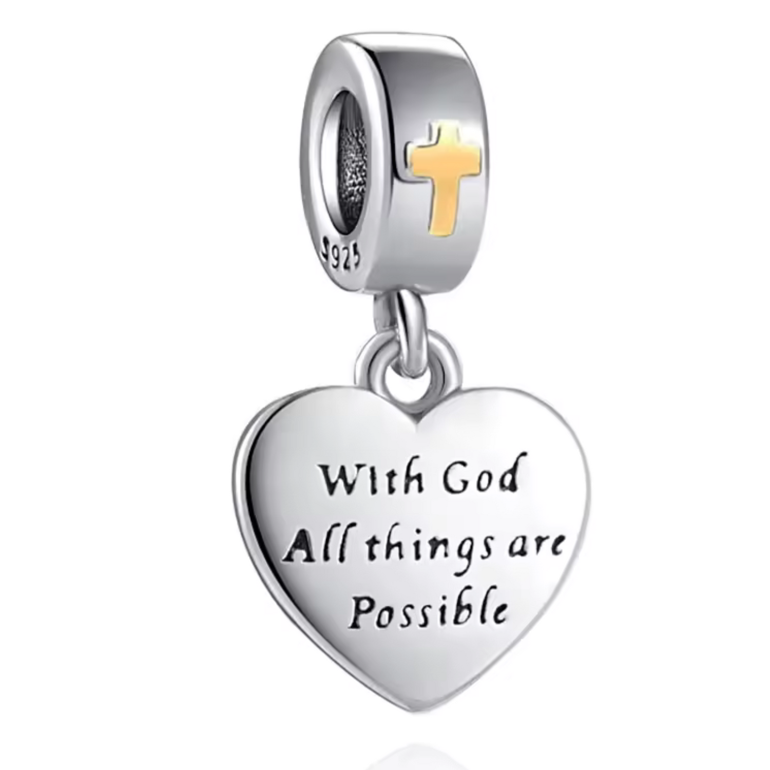 Charm Cœur "With God"