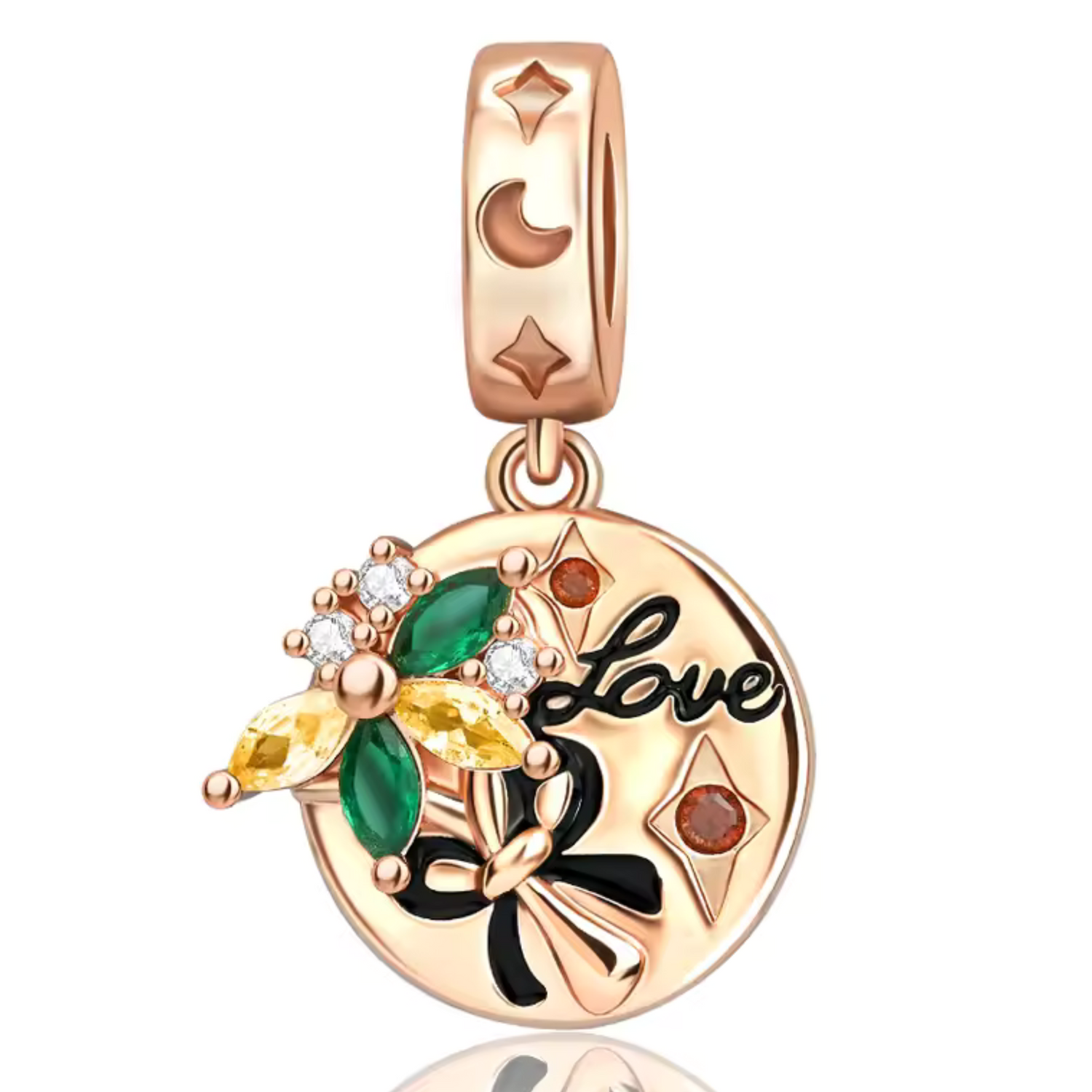 Charm Médaillon Love avec un Bouquet