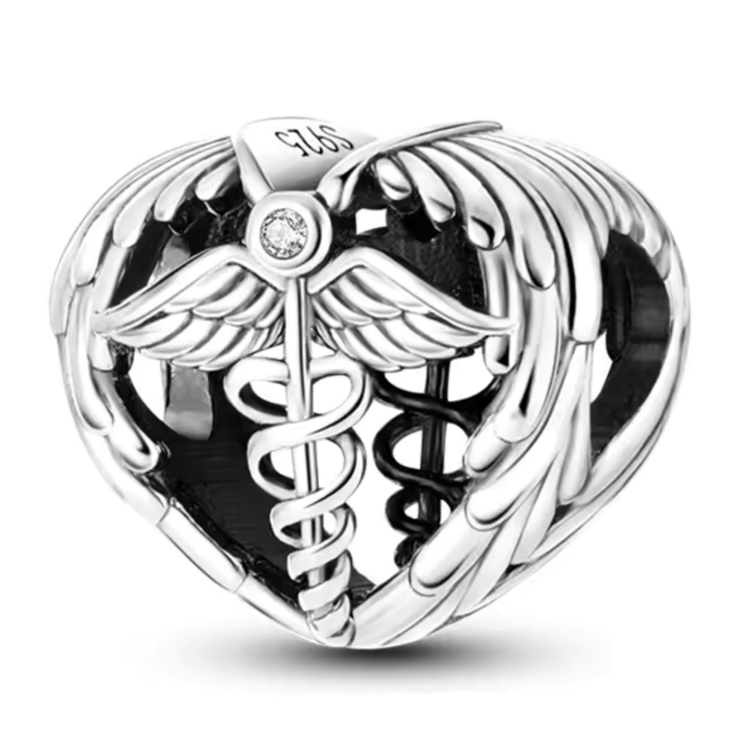 Charm Caducée dans un Cœur