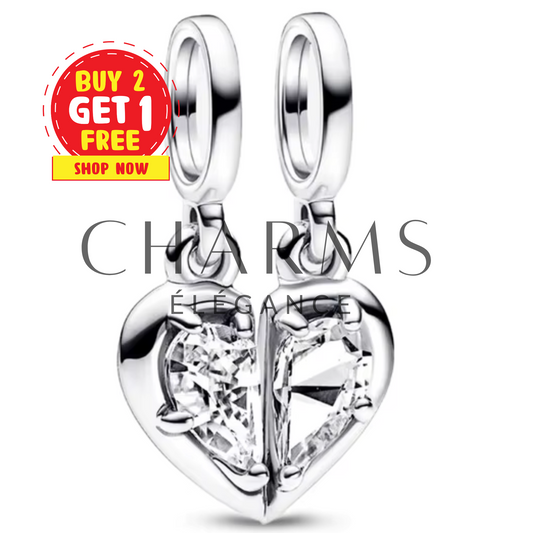 Charm à Partager Cœur Argenté - Charms Élégance