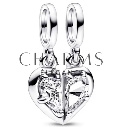 Charm à Partager Cœur Argenté - Charms Élégance