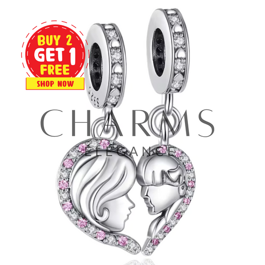 Charm Cœur à Partager Visage Maman et Fille - Charms Élégance