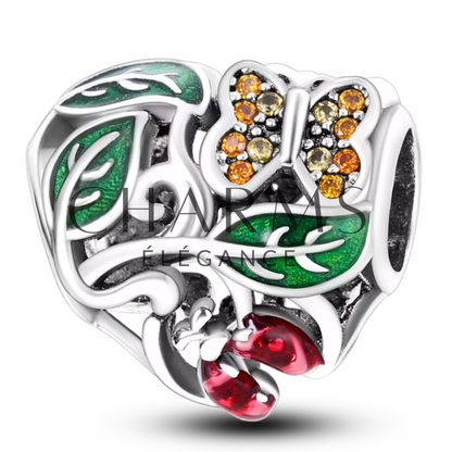Charm Cœur avec Feuilles, Papillon et Coccinelle – Nature et Harmonie - Charms Élégance