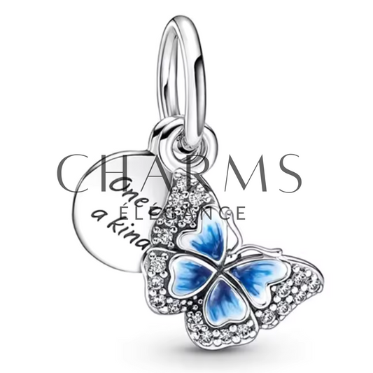 Charm Papillon Bleu et Médaillon – Liberté et Délicatesse - Charms Élégance