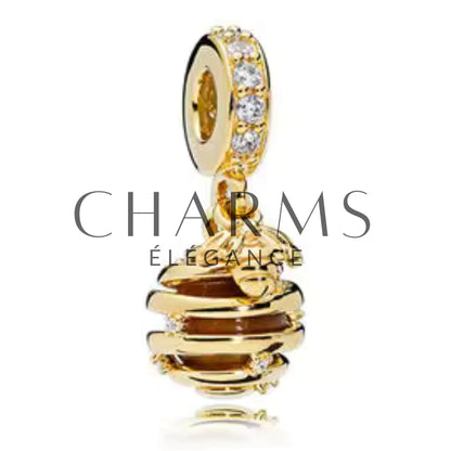 Charm Pendentif - Ruche et Abeille Dorée - Charms Élégance