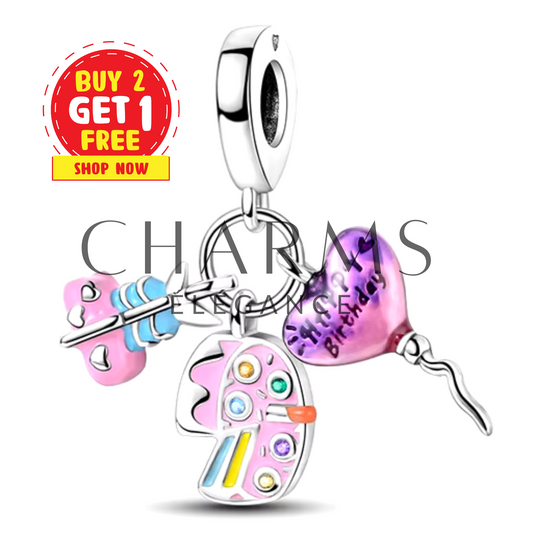 Charm "Happy Birthday" avec un Cadeau - Charms Élégance