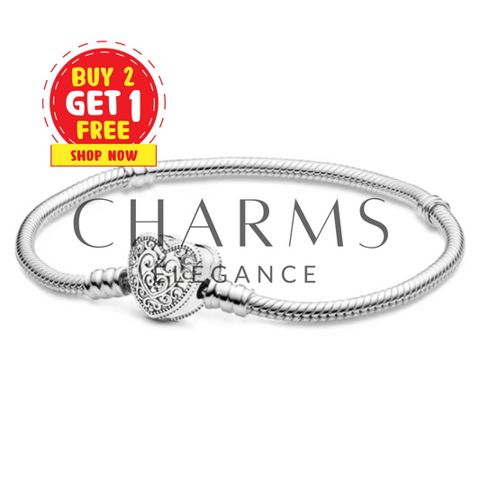 Bracelet Élégance Cœur Argenté - Charms Élégance