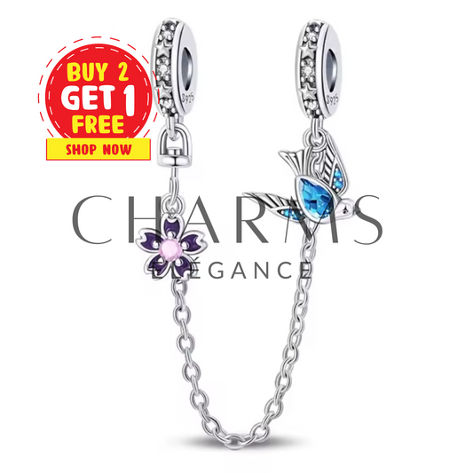 Charm Chaîne, Oiseau & Fleurs – Liberté et Élégance Naturelle - Charms Élégance