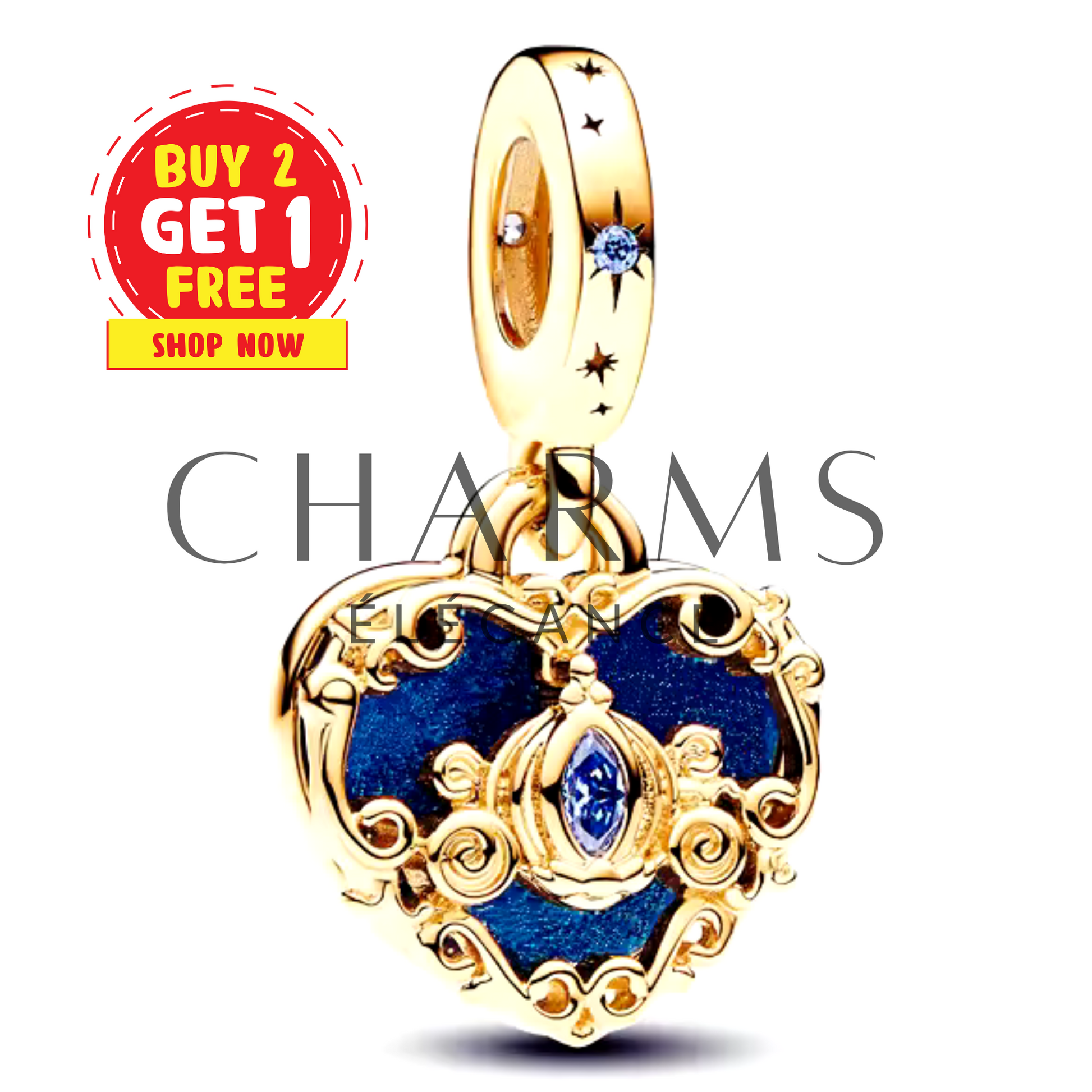 Charm Pendentif - Cœur Carrosse de Cendrillon | Disney - Charms Élégance