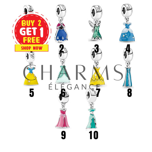 Charm Pendentif - Robes de Princesse (12 Modèles Disponibles) - Charms Élégance