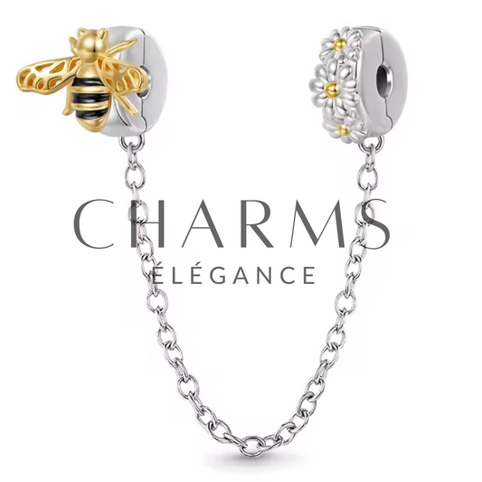 Charm Chaîne de Sécurité Abeille & Fleurs – Protection et Douceur Naturelle - Charms Élégance
