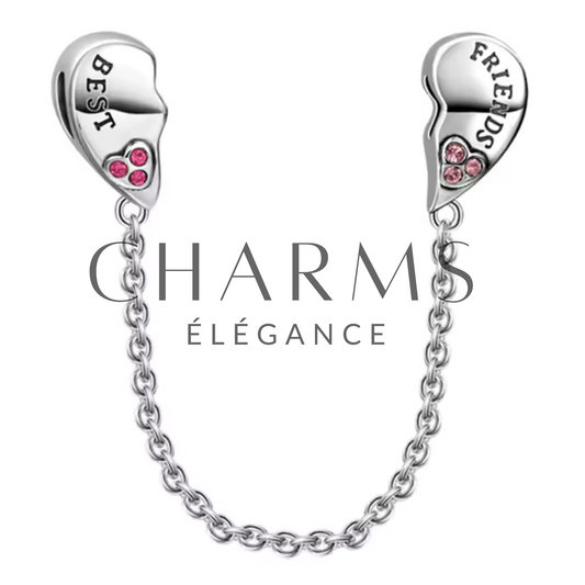 Charm Chaîne de Sécurité Cœur Séparé "Best Friends" - Charms Élégance
