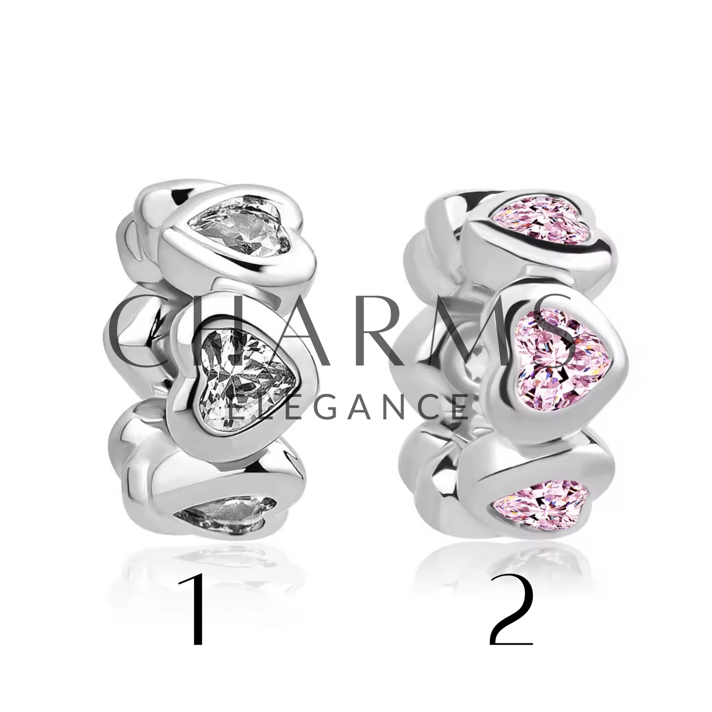 Charm Petits Cœurs Argentés ou Roses - Charms Élégance