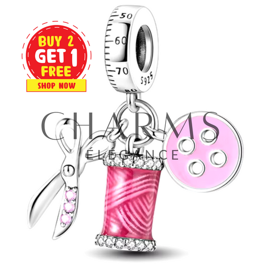 Charm Ciseaux avec Bouton et Fil - Charms Élégance