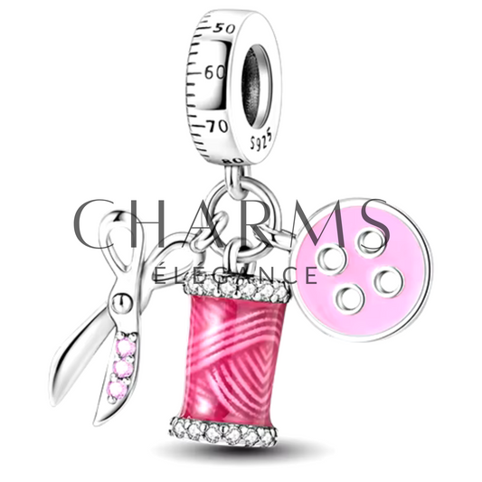 Charm Ciseaux avec Bouton et Fil - Charms Élégance