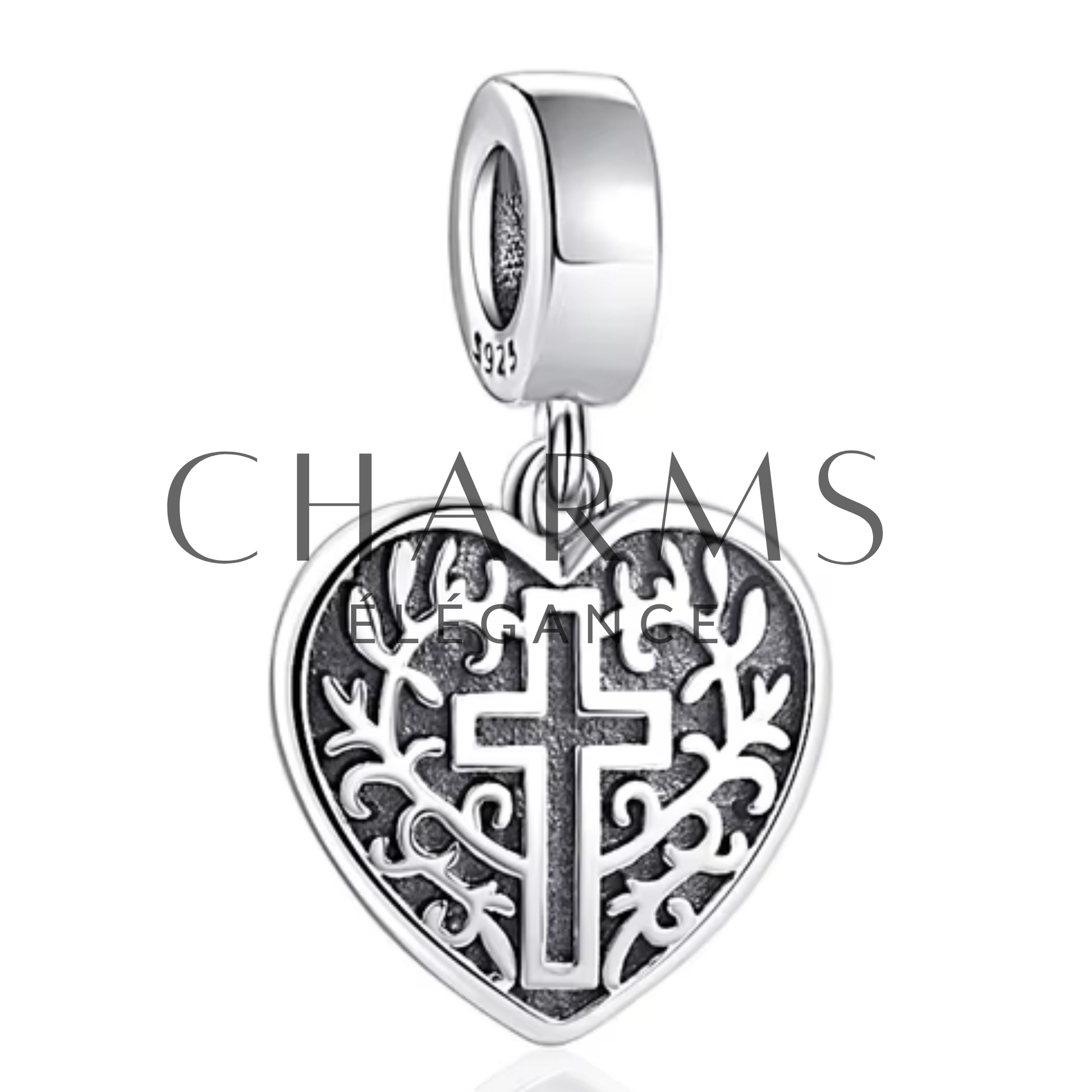 Charm Cœur avec Croix - Charms Élégance