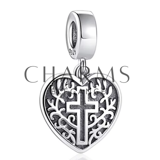 Charm Cœur avec Croix - Charms Élégance