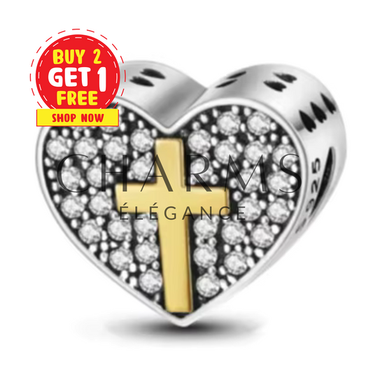 Charm Cœur avec Croix - Charms Élégance