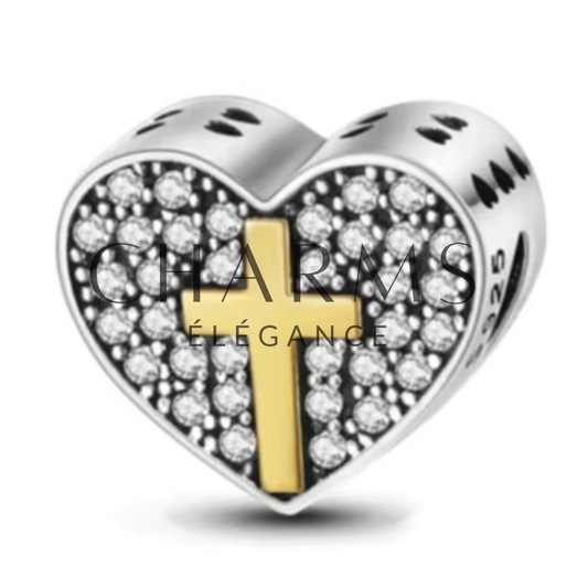 Charm Cœur avec Croix - Charms Élégance