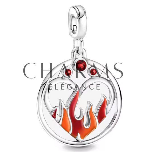 Charm Cœur avec des Flammes - Charms Élégance