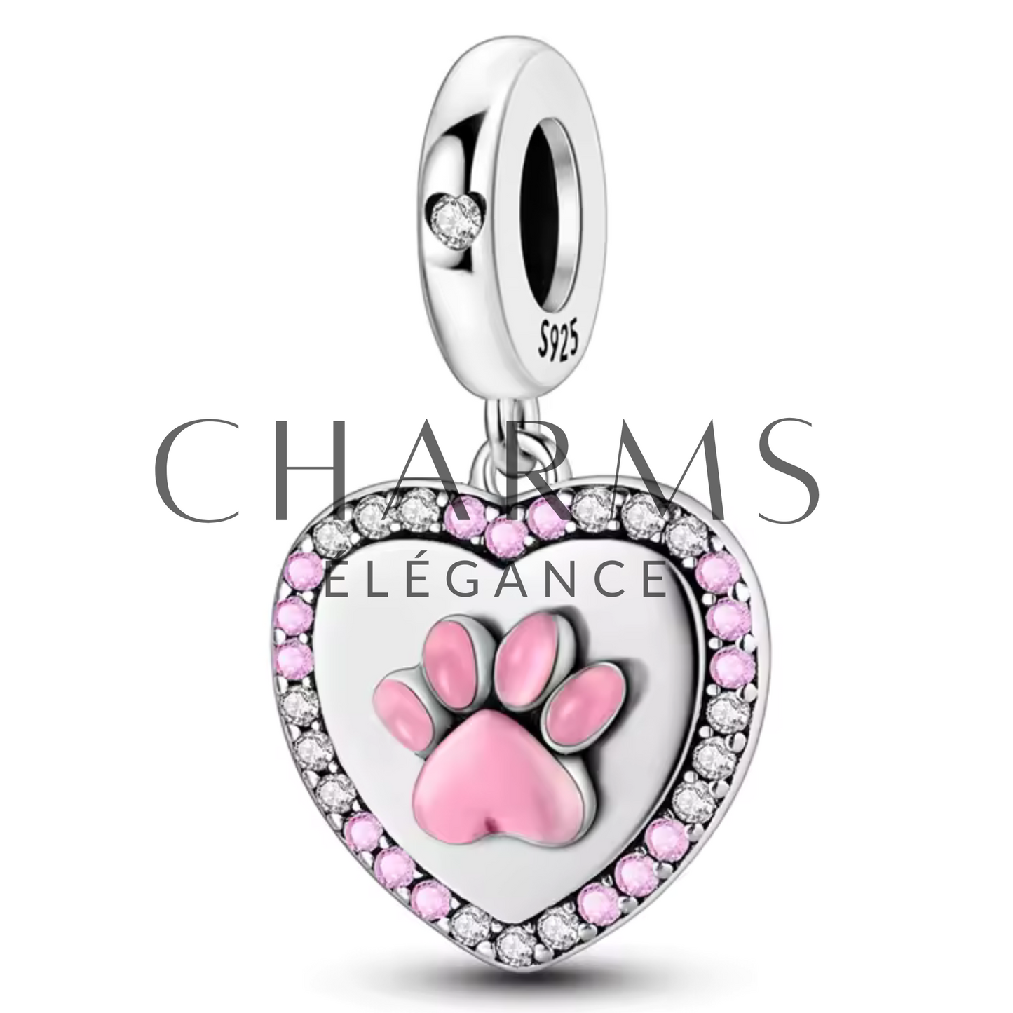 Charm Cœur avec Empreinte de Patte de Chien - Charms Élégance