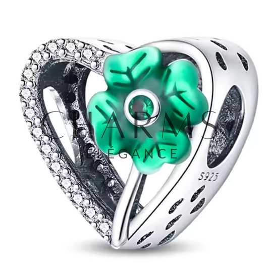 Charm Cœur et Trèfle – Amour et Chance Réunis - Charms Élégance