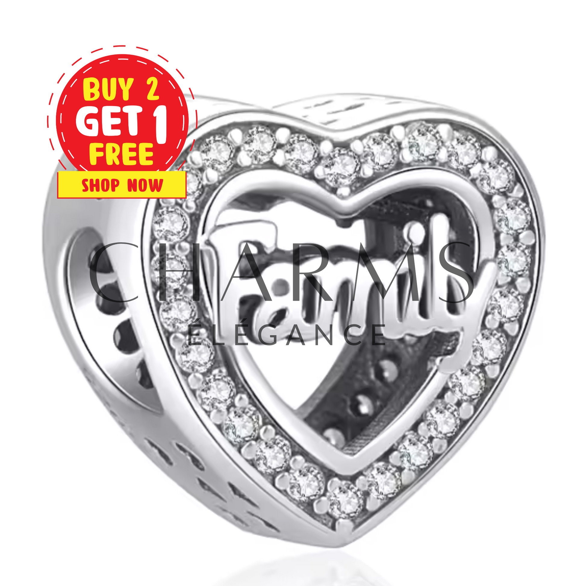 Charm Cœur "Family" – Amour et Lien Inébranlable - Charms Élégance