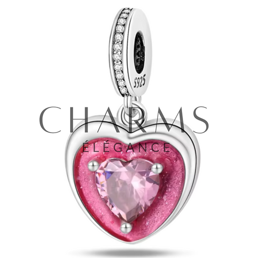 Charm Coeur Rose - Charms Élégance