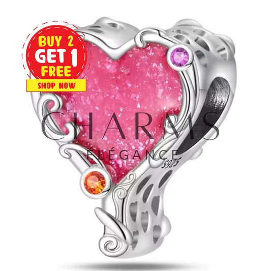 Charm Coeur Rose - Charms Élégance