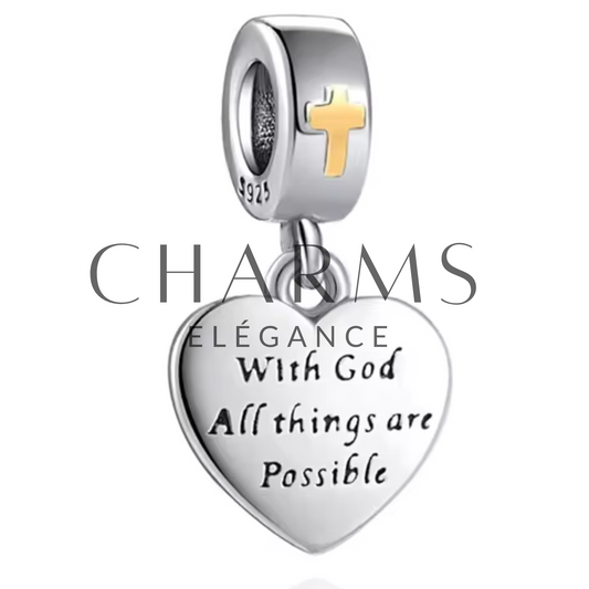 Charm Cœur "With God" - Charms Élégance