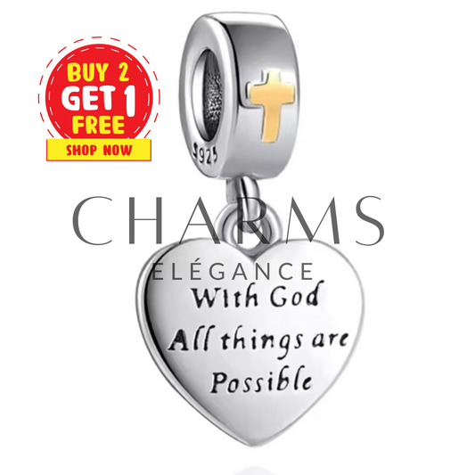 Charm Cœur "With God" - Charms Élégance