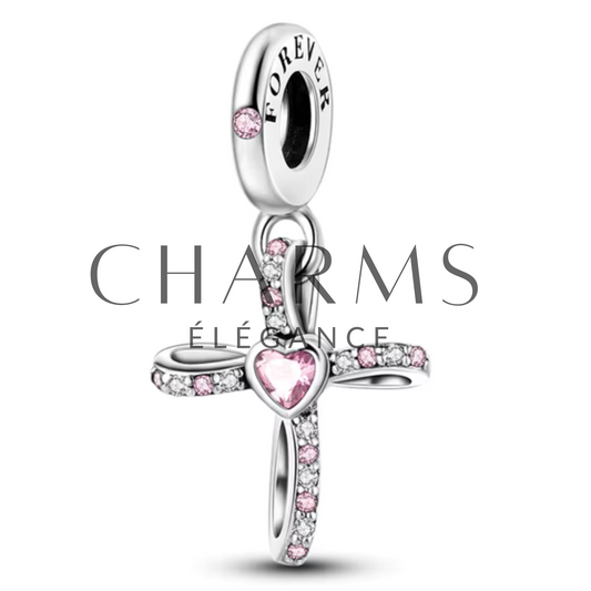 Charm Croix avec Cœur au Centre - Charms Élégance
