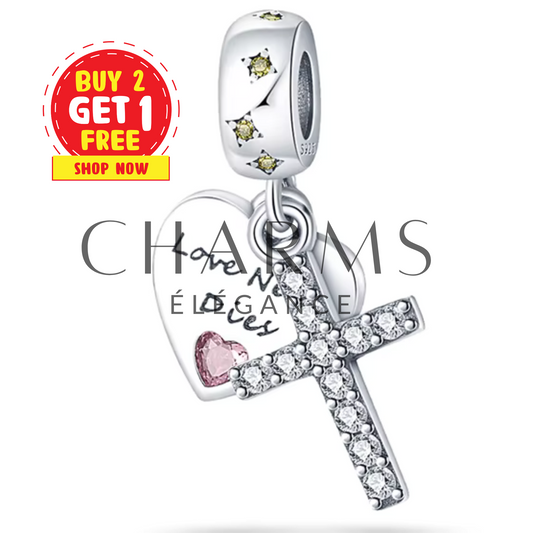 Charm Croix avec un Cœur - Charms Élégance